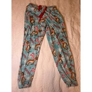 Rudolph the reindeer blue holiday Christmas pajama jogger pants size small 4 6